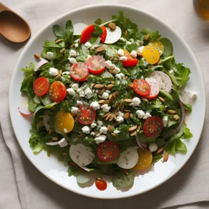 Gourmet Vegetable Salad with Fresh Tomato and Olive