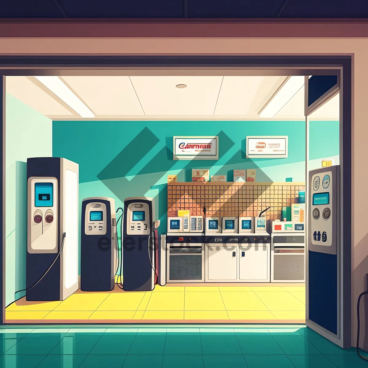 Picture of Modern Cash Vending Machine Inside Restaurant