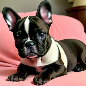 Cute Purebred Bulldog Puppy with Wrinkles