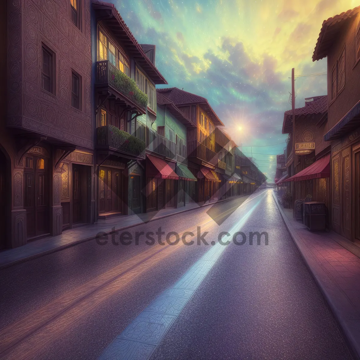 Picture of Nighttime Highway Traffic Passing Through Urban Tunnel