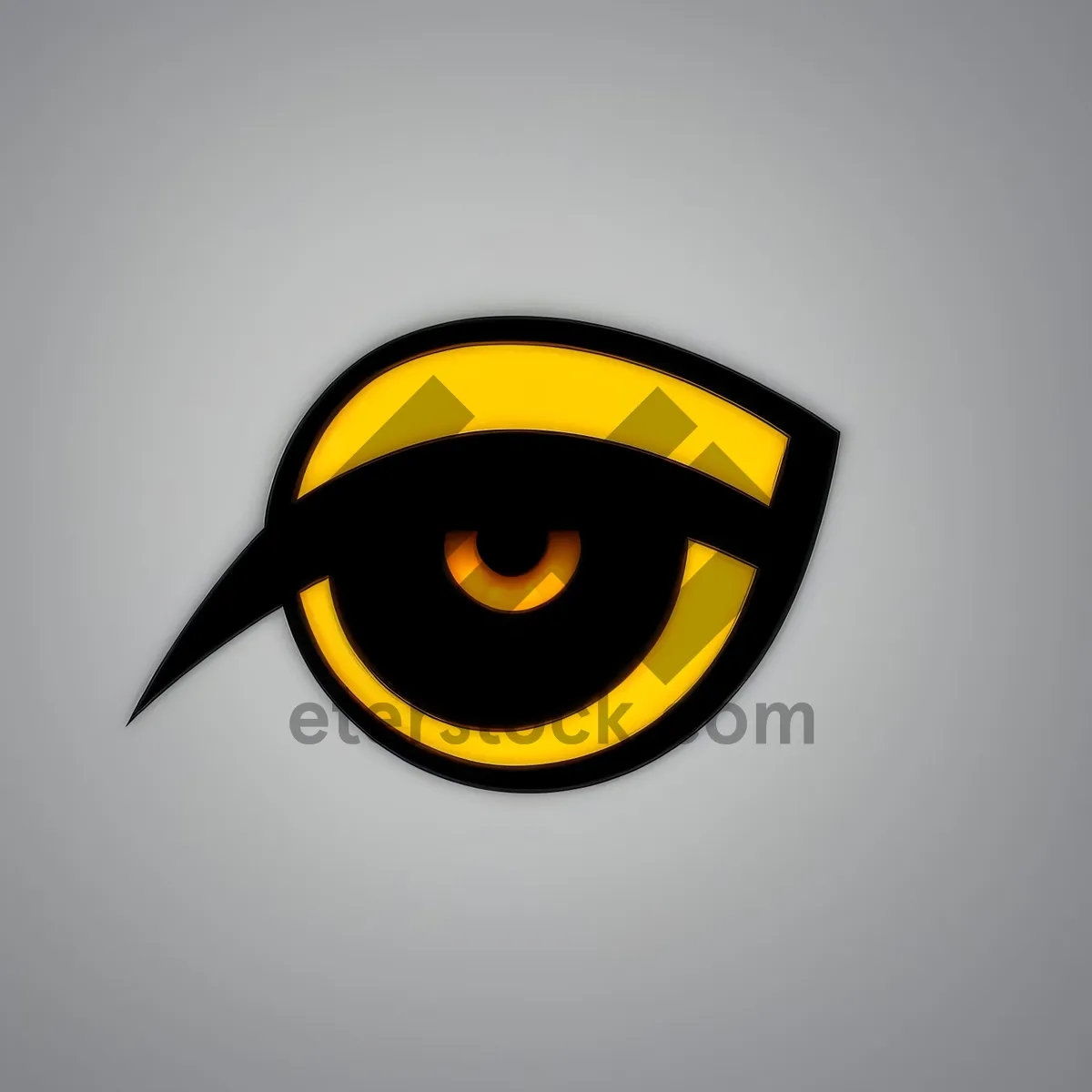 Picture of Web Icon: Cartoon Symbol - Black, Orange, Yellow Button Sign