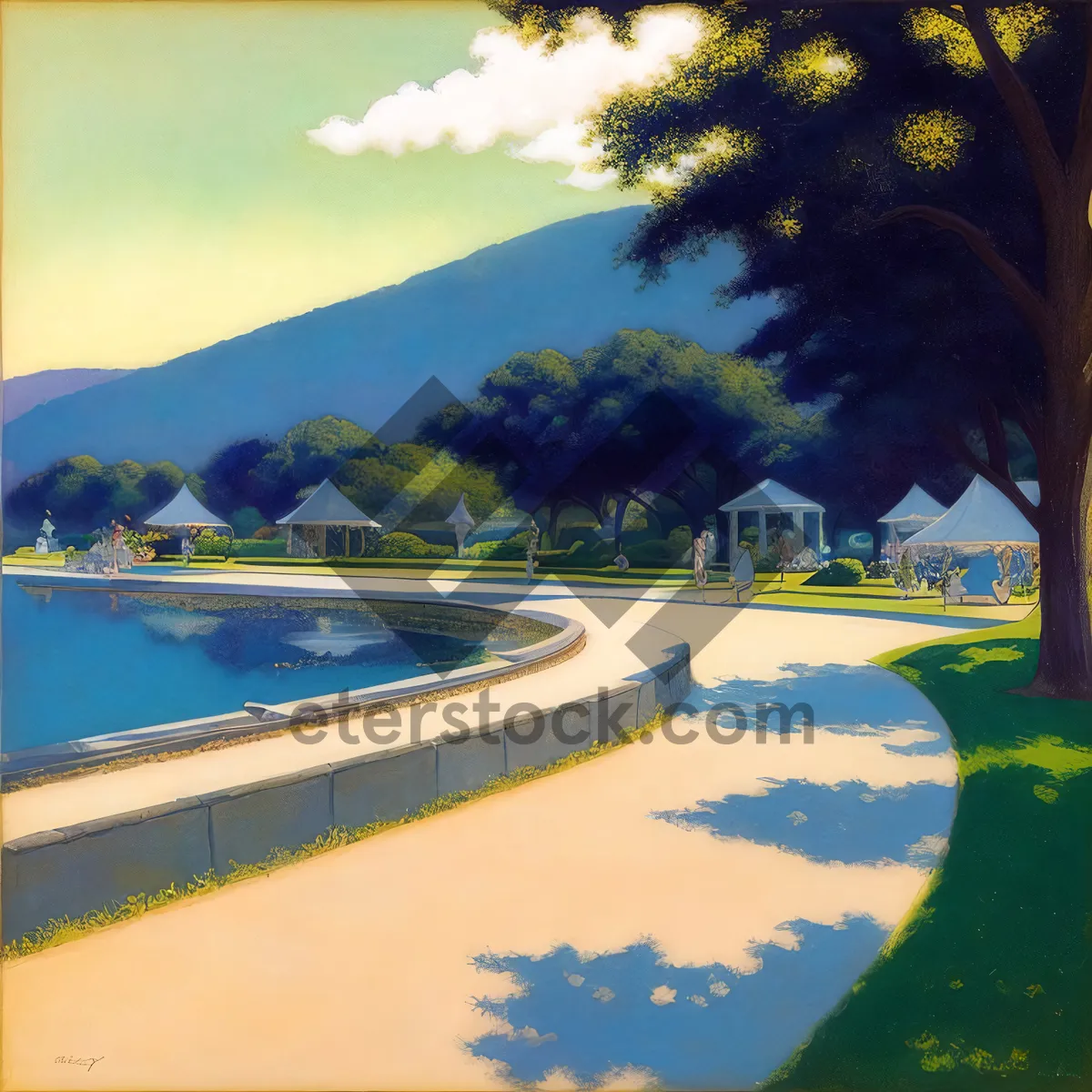 Picture of Sunny Shoreline Bliss: Tropical Beach, Clear Blue Water, and Palm Trees