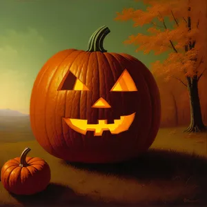 Festive Halloween Jack-o'-Lantern Decoration in Autumn Night