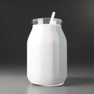 Refreshing Milk in a Clean Glass Bottle