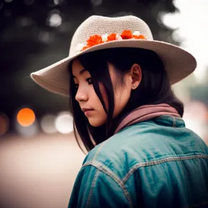 Happy Lady with Attractive Black Hat