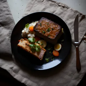 Tasty salad with grilled vegetables and beef