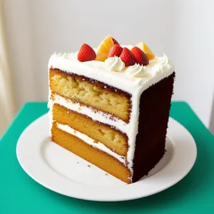 Delicious Fruit Cream Cake with Chocolate Syrup