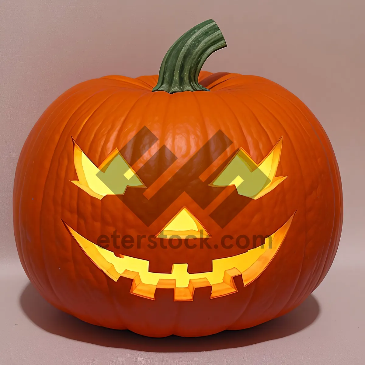 Picture of Jack-o'-lantern glowing with spooky Halloween smile at night