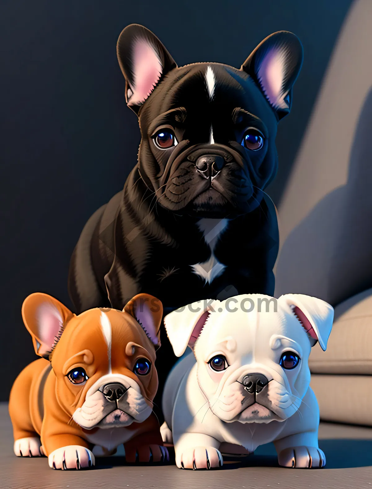 Picture of Adorable Bulldog Puppy with Wrinkles - Purebred Canine Pet