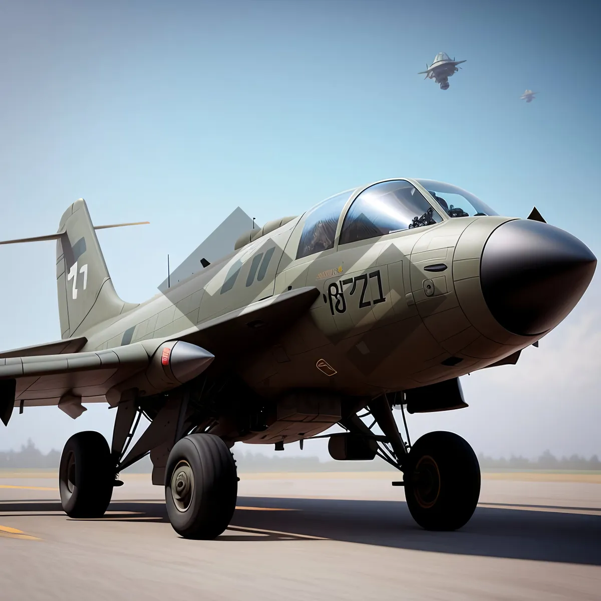 Picture of Warplane soaring through the blue sky