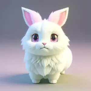 Cute White Bunny with Fluffy Ears