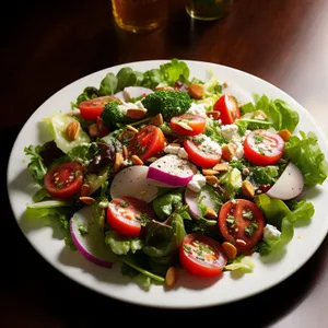 Delicious Gourmet Salad with Fresh Vegetables and Cheese