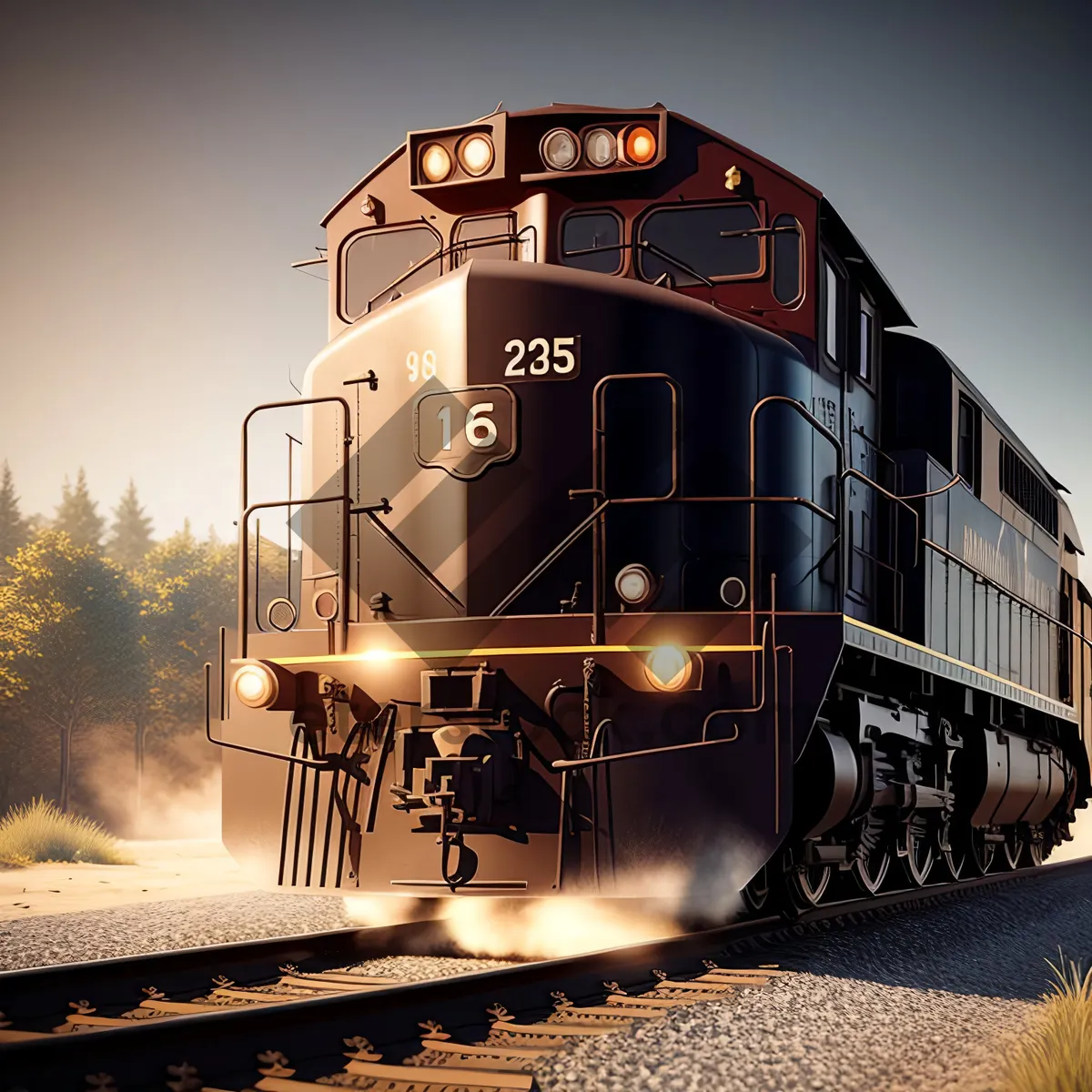 Picture of Vintage steam locomotive on railway track