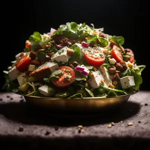 Fresh Gourmet Salad with Grilled Beef and Olive Oil