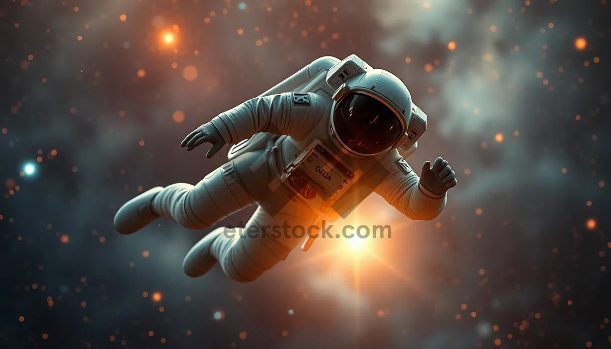 Picture of digital space wallpaper with 3D technology and stars spotlight