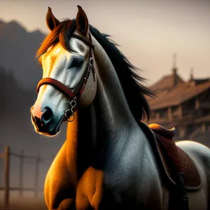 Majestic Thoroughbred Stallion Portrait in Meadow