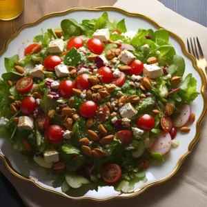 Healthy Vegetable Salad with Fresh Juicy Berries