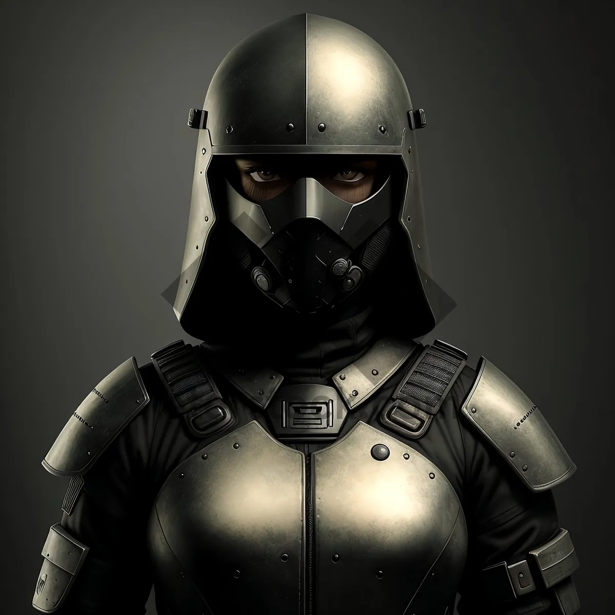 Picture of Warrior in Protective Helmet and Mask