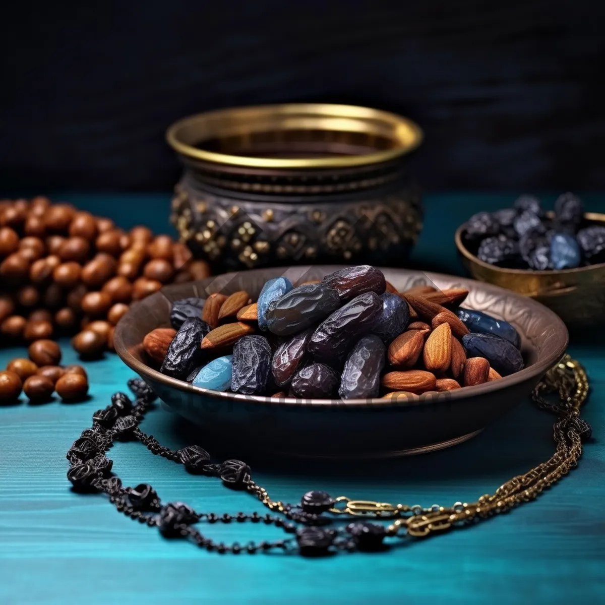 Picture of Dark roasted espresso beans in a brown mug