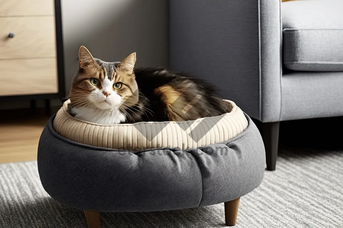 Picture of Curious Kitten on Ottoman Baby Bed