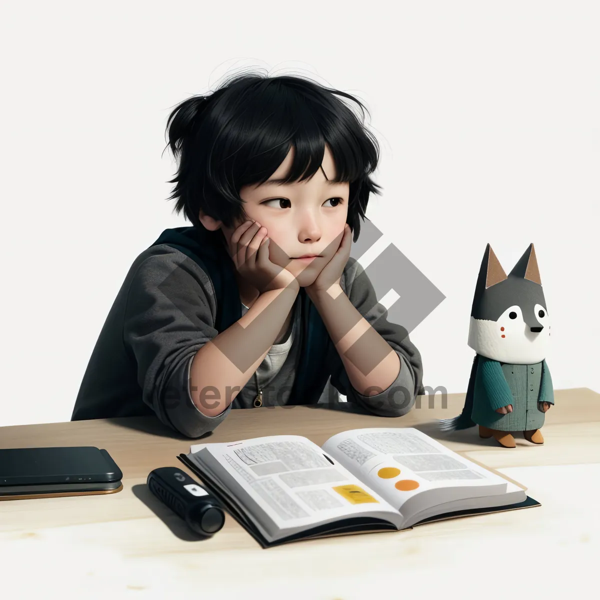 Picture of Happy businesswoman working on laptop at office desk