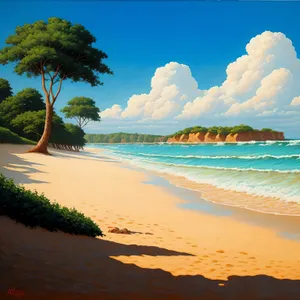 Tropical Paradise: Sandy Beach and Azure Waves