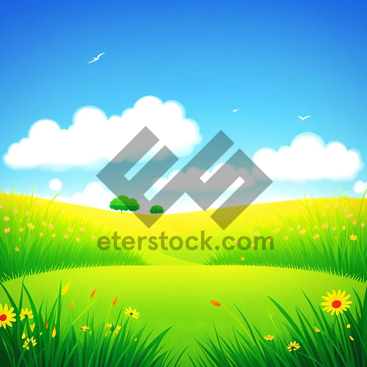 Picture of Vibrant Wheat Field under Clear Blue Sky