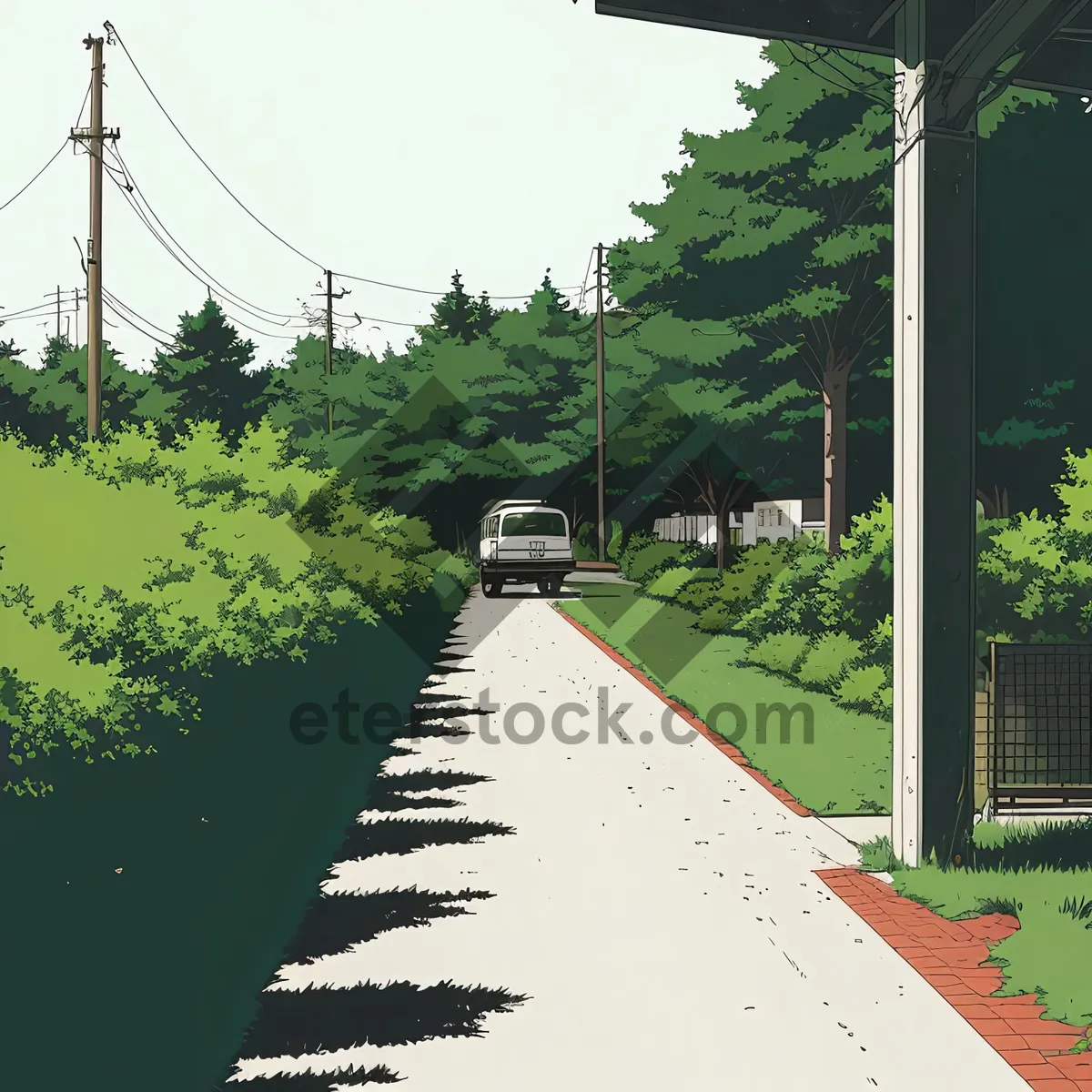 Picture of Scenic Highway with Chairlift and Sky"
or
"Country Road with Chairlift and Cloudy Sky