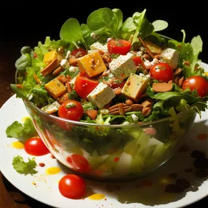 Delicious Vegetable Salad with Fresh Basil and Cheese