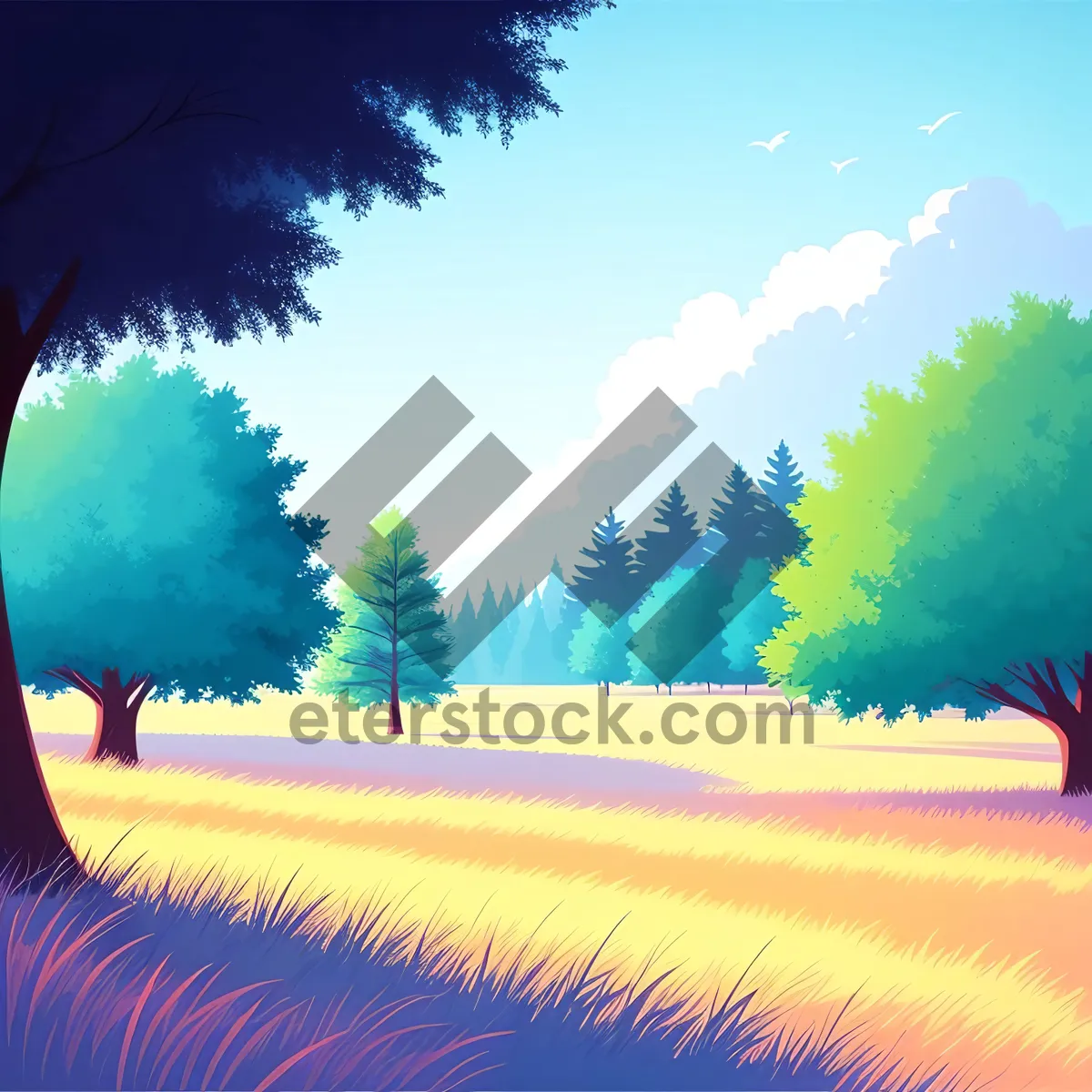 Picture of Vibrant Summer Sunset over Serene Countryside