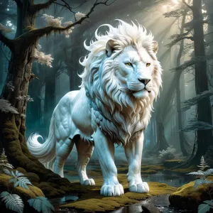 Wild Lion Staring in the Wilderness