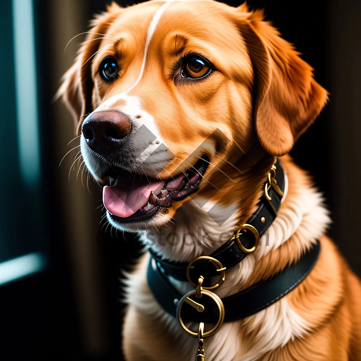 Picture of Adorable Golden Retriever Puppy on Leash