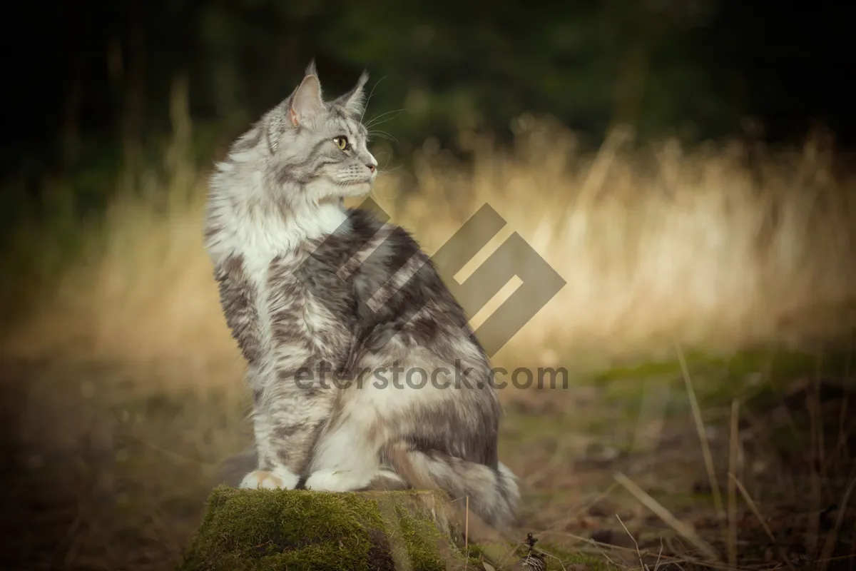 Picture of Cute Gray Tabby Kitten with Striped Fur