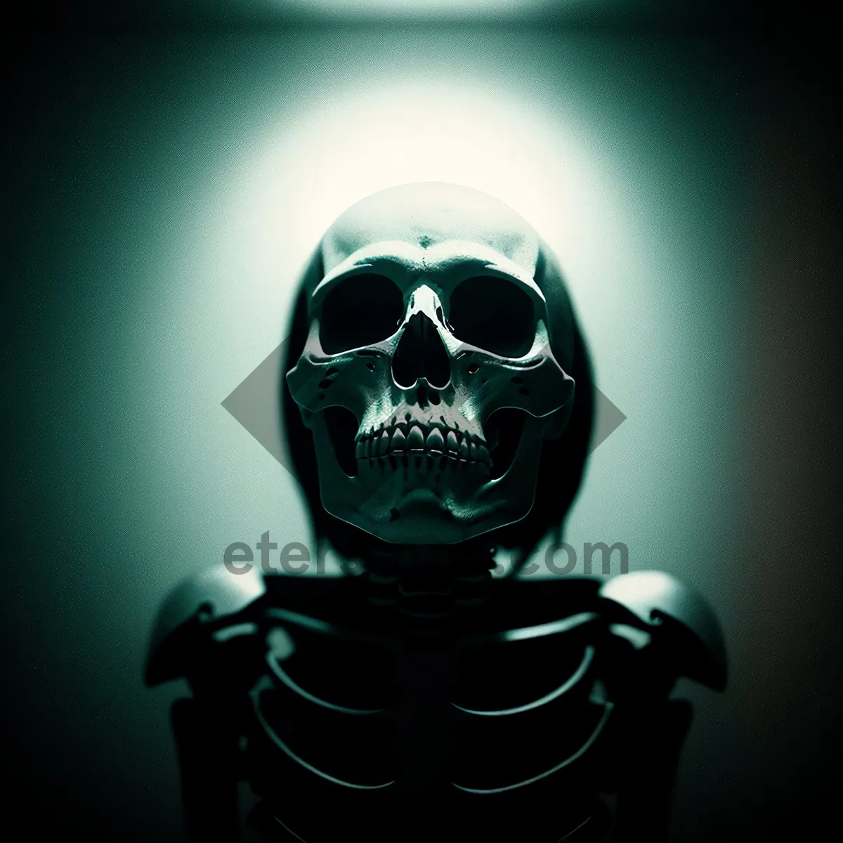 Picture of Eerie Skull Mask Over Black Background