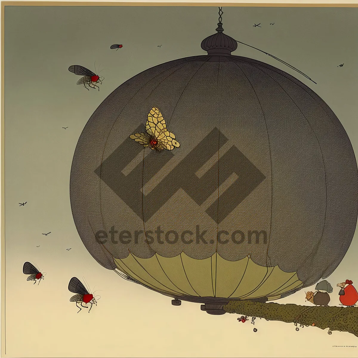 Picture of Colorful Hot Air Balloon Soaring Through the Sky