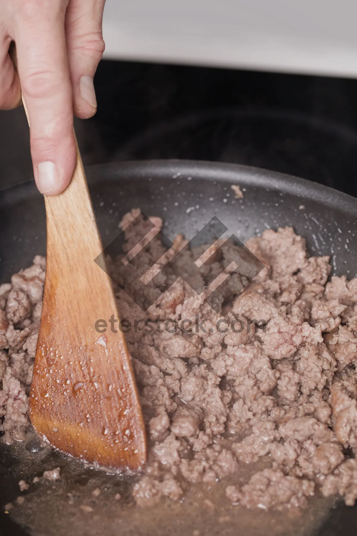 Picture of Healthy gourmet meal with wooden spoon on tableware