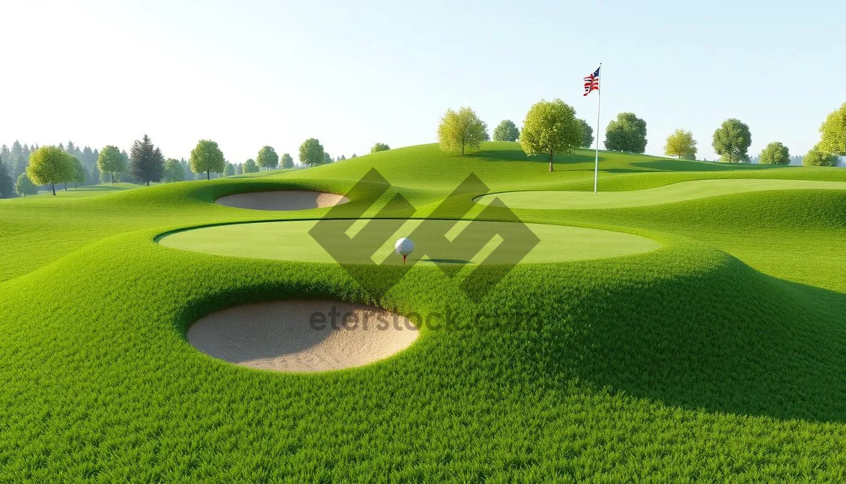 Picture of Golfer playing on scenic golf course in summer