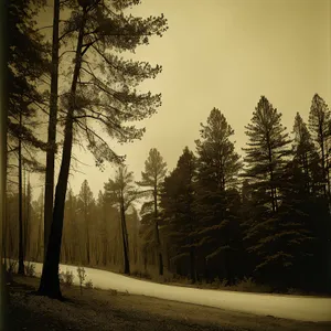 Winter Wonderland: Majestic Pine Trees in Snowy Forest