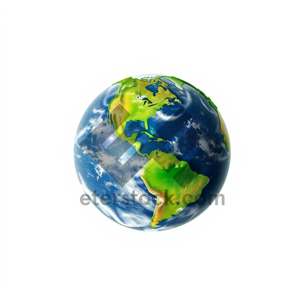 Picture of 3D Earth Globe Design Icon with World Map