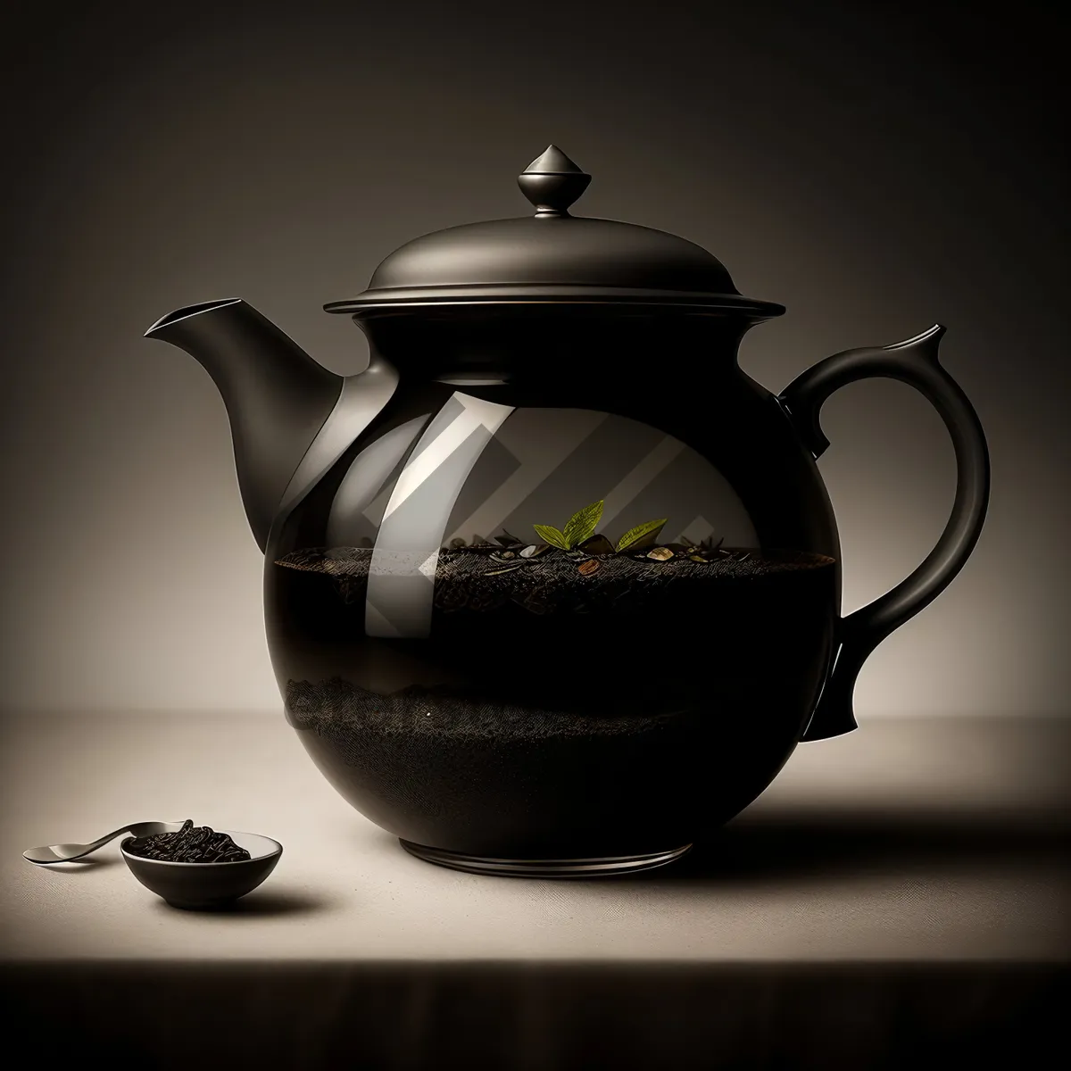 Picture of Traditional Ceramic Teapot with Handle - Hot Steaming Herbal Tea