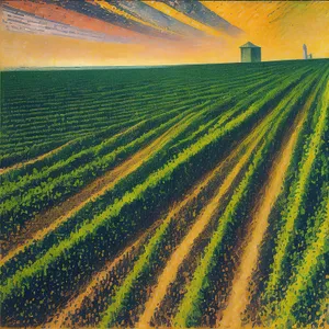 Vibrant Rural Horizon: Colorful Agricultural Landscape