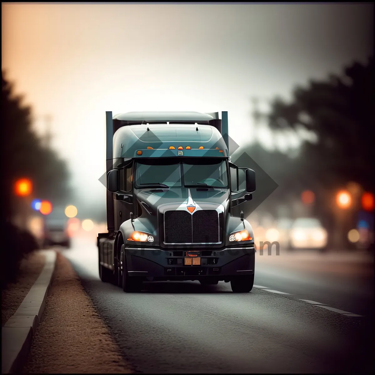 Picture of Speeding Freight on Busy Highway