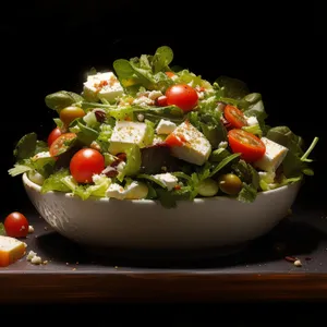 Fresh Gourmet Vegetable Salad with Cheese and Chickpeas