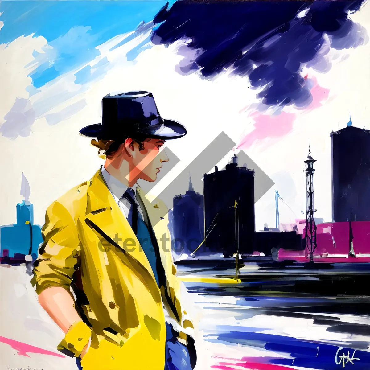 Picture of Smiling Male Comedian with Hat and Helmet