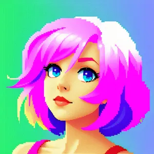 Joyful Fashion Portrait: Fun and Fabulous Cartoon Model with a Big Smile