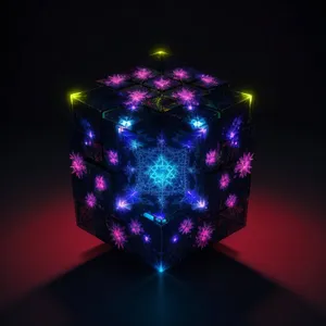 Bright pattern design with vibrant glowing shapes.