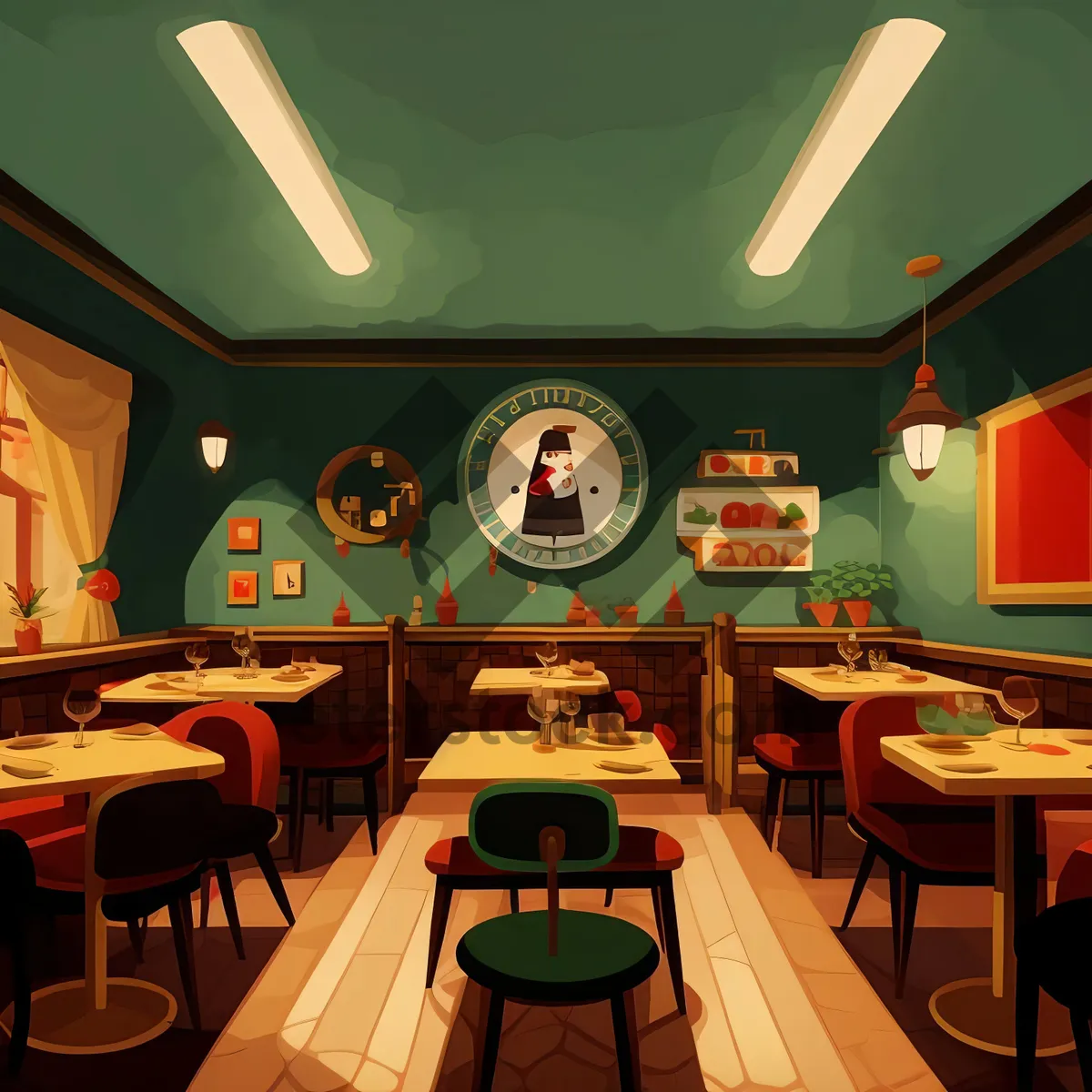 Picture of Modern luxury interior design of a restaurant.