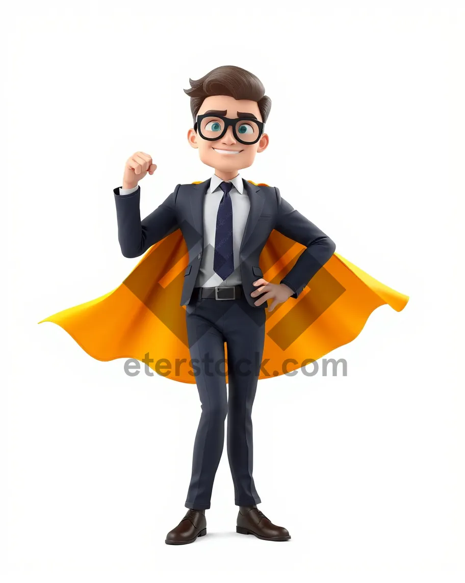 Picture of Silhouette Cartoon Man With Cape Holding Briefcase