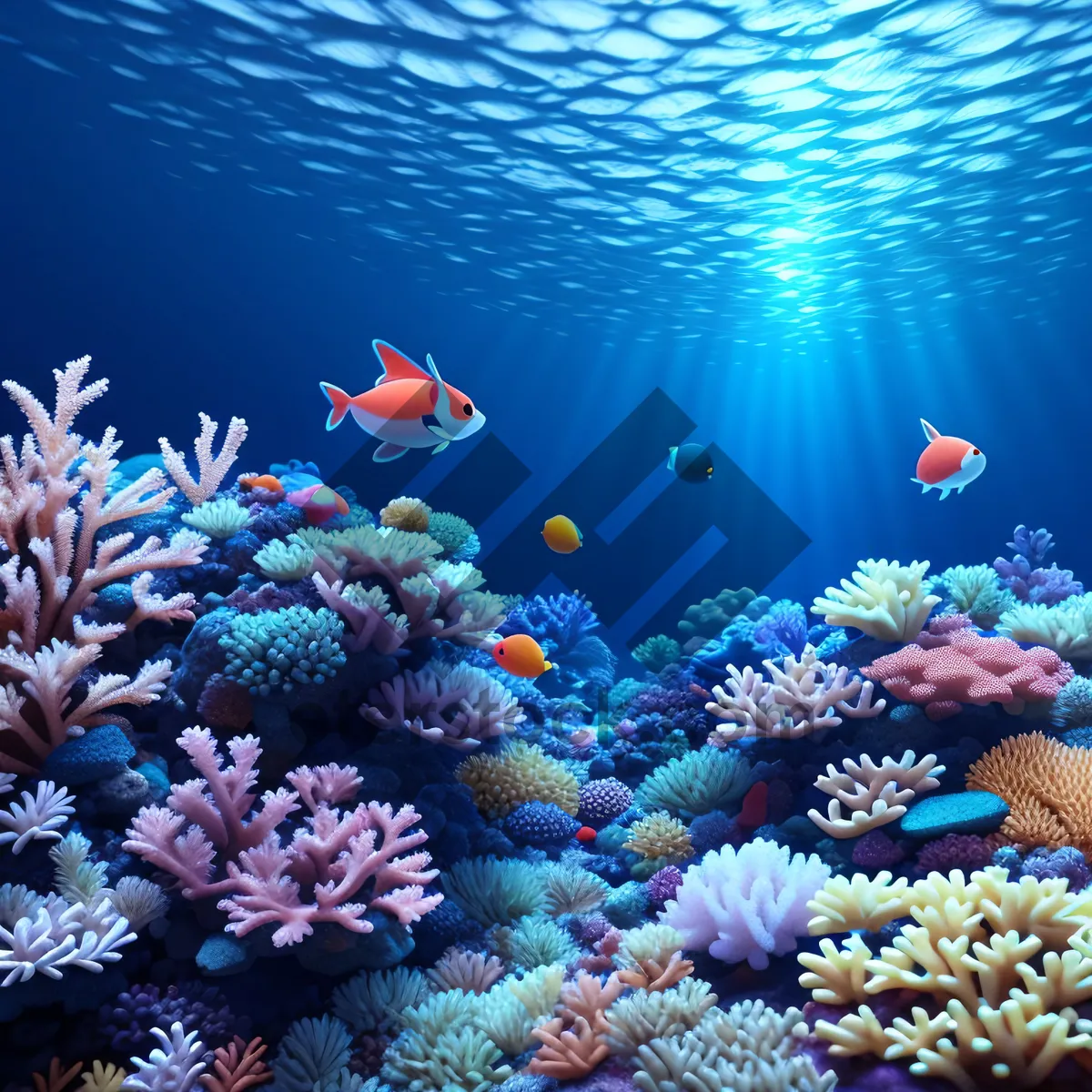 Picture of Vibrant Coral Reef Teeming with Marine Life