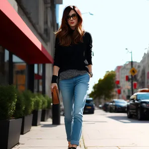 Smiling fashion model in casual street skate outfit